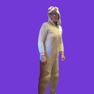 Rabbit Adult Onesie Costume or Comphy Fleece Pajamas L 12-14
